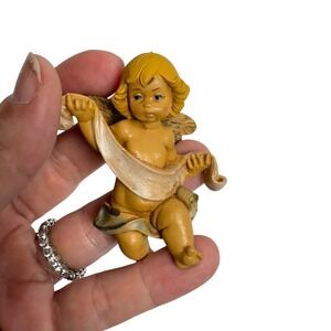 Vintage Depose Italy Cherub Angel Figurine Ornament Spider Mark Hand Painted